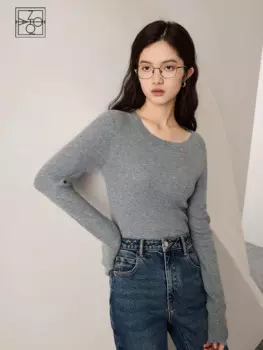 ZIQIAO, нежный нишевый стильный полый дизайн, свитер для женщин, осень 2023, новый тонкий шерстяной свитер с круглым вырезом, женский пуловер