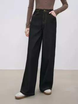 ZIQIAO женские зимние утепленные джинсы из 100% хлопка, джинсовые черные длинные прямые брюки с высокой талией, зимние хлопковые джинсы в стиле ретро 24ZQ94425