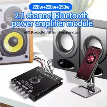 ZK-AS21 2,1-канальный TPA3255 Bluetooth цифровой усилитель мощности модуль платы сабвуфера высокого и низкого тона 220WX2 + 350 Вт