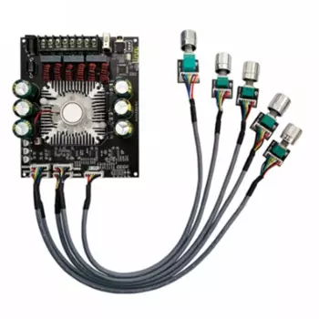 ZK-HT22 Плата усилителя мощности, модуль усилителя мощности, 2,1 каналов, тональный сабвуфер класса D AMP для динамиков 220 Вт x 2 + Вт