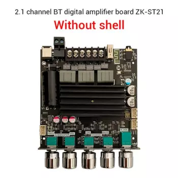 ZK-ST21 Плата усилителя мощности Bluetooth 2,1-канальный модуль 100 Вт + 100 Вт + 200 Вт для сабвуфера TPA3221, цифровой модуль усилителя мощности, простой в использовании