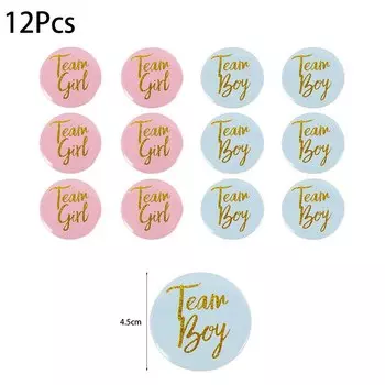 Значки на день рождения, розовый и синий, 12 шт.