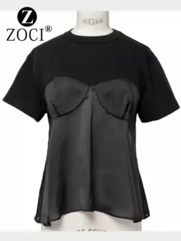 [ZOCI] 2024, осенняя мужская одежда FOG Liti в одном стиле, свободная повседневная футболка с двумя короткими рукавами, новинка