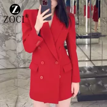 [ZOCI] Красная легкая куртка в зрелом стиле, осенний дизайн, нишевый уникальный костюм, юбка