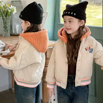 ZOETOP зимняя детская хлопковая куртка для девочек, утепленная теплая шерстяная куртка с капюшоном для школьниц, повседневная стеганая куртка, верхняя одежда для маленьких девочек