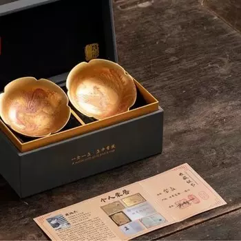 Золотая чайная чашка OIMG "Дракон и Феникс"