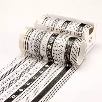 Золотая фольгированная декоративная лента YOUQIWJ Washi tape, 10 рулонов