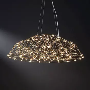 Золотая люстра, лампа, серебряная железная линия, подвесные светильники для гостиной, домашнего декора, 1-ватный светодиодный светильник Berserk