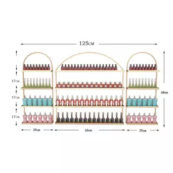Золотая настенная полка для лака для ногтей