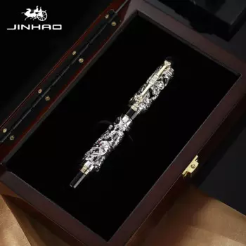 Золотая перьевая ручка Jinhao с драконом и Фениксом