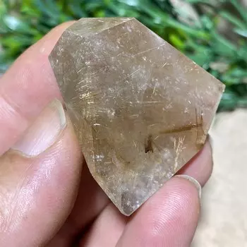 Золотистый рутилированный кварцевый кристалл для волос DriB