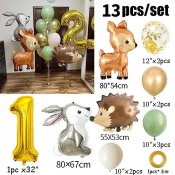 Золотой 32-дюймовый воздушный шар из фольги с номером животных Yaobener
