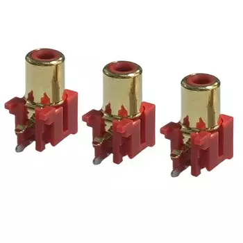 3 шт., 90 градусов, RCA, гнездовой стерео аудиоразъем, золотой AV-аудио входной разъем, один отверстие RCA-105