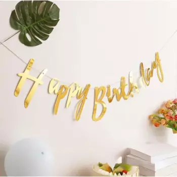 Золотой баннер "С днем рождения" MOONBIFFY