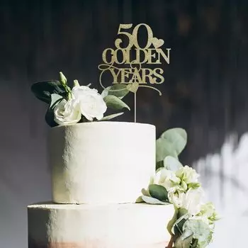 Золотой топпер для торта 50 лет