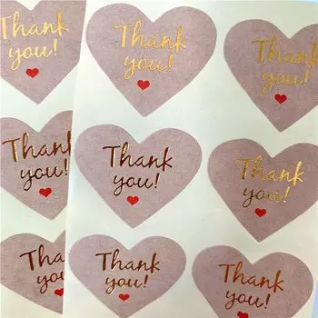 Золотые бумажные наклейки с сердечком leaffei 100 шт.