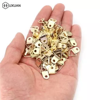 100 шт. золотые D-образные кольца, подвесные картины, картина маслом, зеркальная рамка, крючки, вешалки