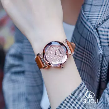 Золотые модные простые женские часы, кожаный ремешок, Кварцевые водонепроницаемые женские часы g6603