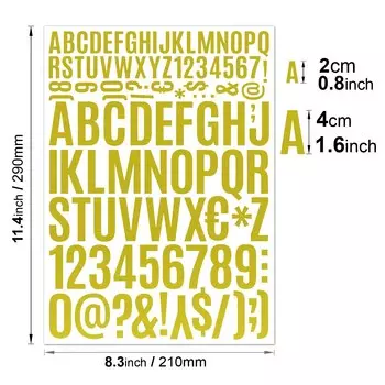Золотые наклейки с буквами и цифрами JinEQ