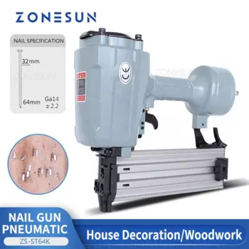 ZONESUN ST64 пневматический стальной Железный гвоздезабивной пистолет, гвоздезабивной пистолет, пистолет для мебели, деревянная бетонная стальная пластина, степлер для ногтей