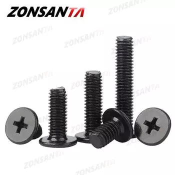 CM M1.6 M2 M2.5 M3 M4 M5 M6 Черный 304 Нержавеющая сталь Phillips Cross Ультратонкий низкий плоский винт с вафельной головкой для портативного компьютера