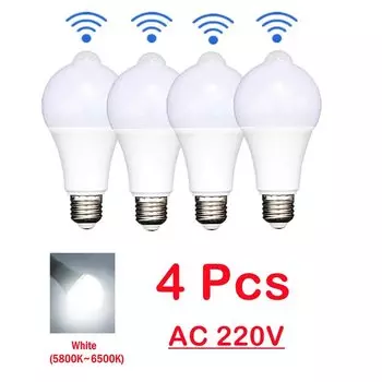 ZQQBYY Светодиодная лампа с датчиком движения E27 9Вт Белый/Теплый белый