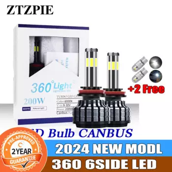 ZTZPIE 6000K 200W H8 H3 H7 H9 26000LM 9006/HB4 9005/HB3 H4 H11 h1 10/6/6 светодиодные фары лампы для противотуманных фар 12В