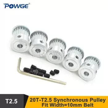 Зубчатый шкив POWGE T2.5 с 20 зубьями, отверстие = 5/6/6, 35/8 мм для W = 10 мм, синхронный ремень T2.5 для 3D-принтера, 20 T, 20 зубьев, шкив T2.5