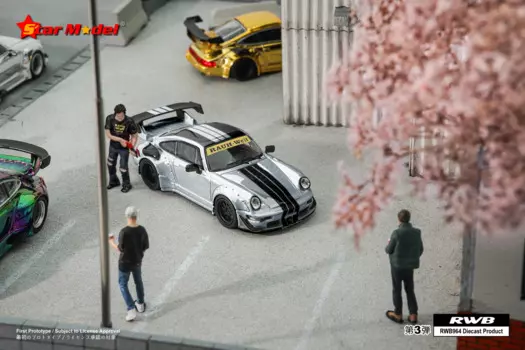 Звезда модель 1:64 раух-рант RWB GT смузи серебро/Taikano красная литая модель автомобиля