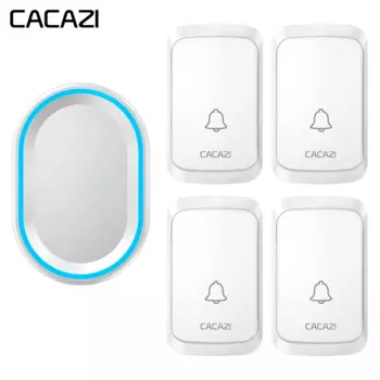 Звонок дверной CACAZI беспроводной водонепроницаемый со светодиодсветильник кой, дальность 300 м, 58 мелочей