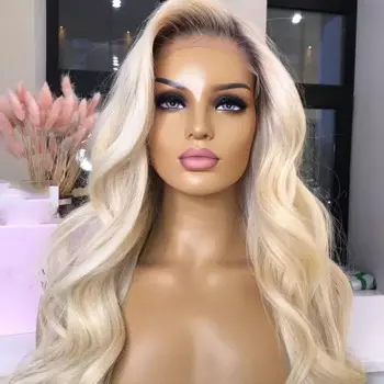 ZXBMALWIGS синтетический парик на сетке 13x4 с эффектом омбре, светлые волнистые волосы на сетке спереди, парики для женщин, волосы для косплея без клея, Термостойкое волокно