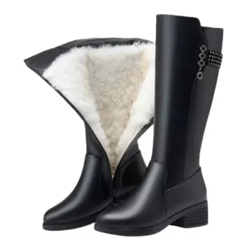 ZXRYXGS элегантные темпераментные женские зимние сапоги из натуральной кожи, теплые плюшевые шерстяные сапоги, высокие сапоги большого размера