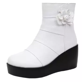 ZXRYXGS высококачественные сапоги из воловьей кожи с цветами, модная обувь, женские новые сапоги 2024, большие размеры, осенне-зимние сапоги, женские сапоги на танкетке