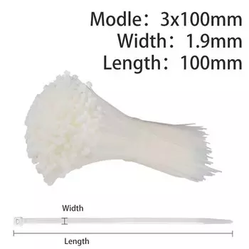 ZYCN белые нейлоновые кабельные стяжки 100 шт.