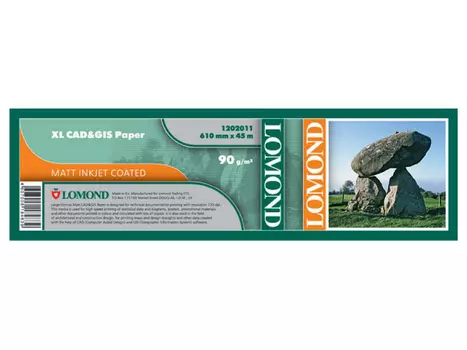 Бумага белый Lomond 24"(A1) 610мм-45м/90г/м2/белый матовое, 1202011