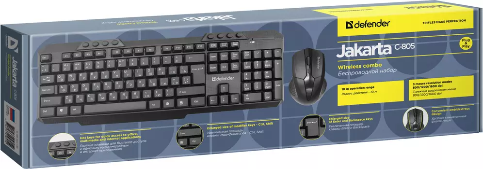 Defender Беспроводной набор Jakarta C-805 RU,черный,полноразмерный
