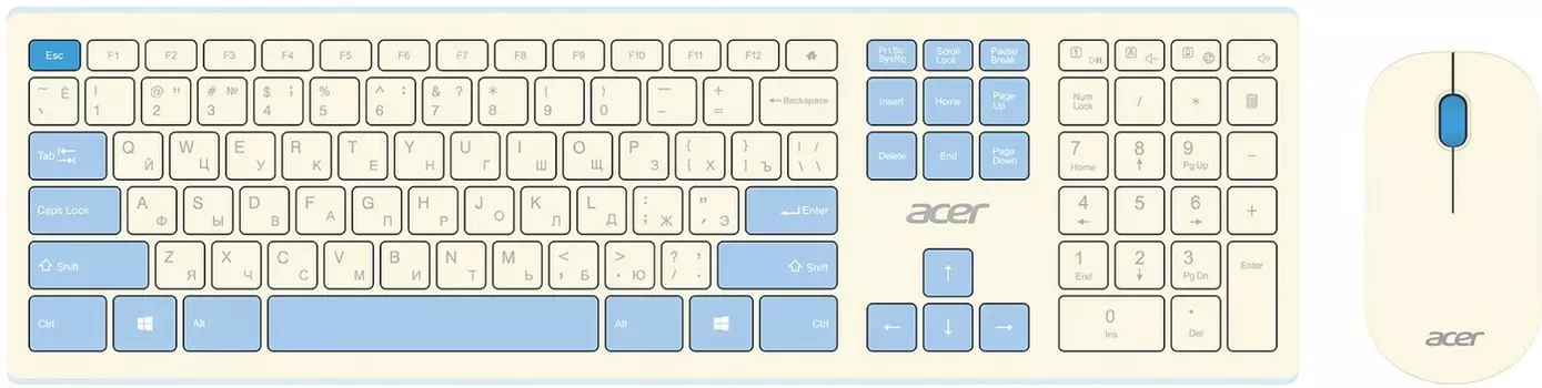 Клавиатура+мышь ACER Клавиатура + мышь OCC205 ZL.ACCEE.00C, цвет белый