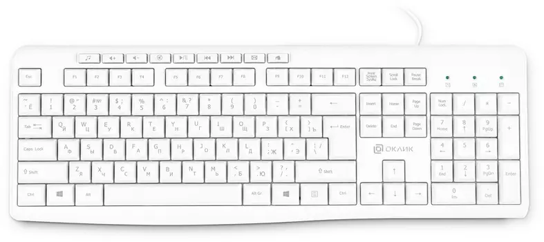 Клавиатура Oklick USB 305M 1875227, цвет белый