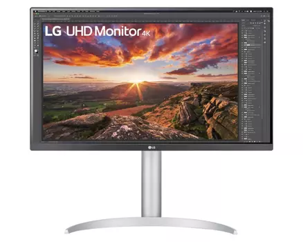 Монитор LG LCD 27UP850N-W/ LG UltraFine 27UP850N-W 27" IPS monitor, 3840x2160, 400cd/m2, 16:9, 5мс (GtG), HDMIx2, DP, Audio out, USB hub, USB-C(90W), 60Hz, 178/178, speakers 5Wx2, внешний БП, FreeSync Premium, HDR 10, DisplayHDR 400, HAS, VESA (100x100