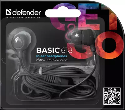 Наушники Defender Basic 618, цвет черный