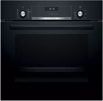 Serie 6, духовой шкаф электрический, 60 см, 66 л, черный, класс энергоэффективности А, 8 режимов, LCD-дисплей, галогенное освещение, самоочистка EcoClean