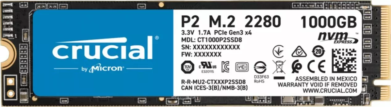 Внутренний твердотельный накопитель Crucial P2 1TB