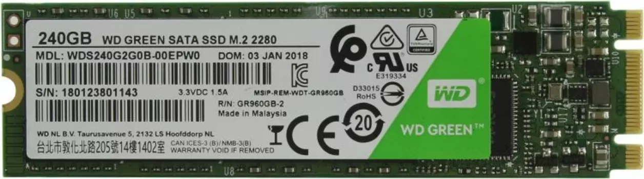 Внутренний твердотельный накопитель Western Digital Green 240GB