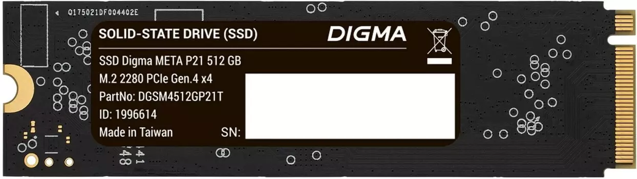Внутренний твердотельный накопитель DIGMA Meta P21 512GB