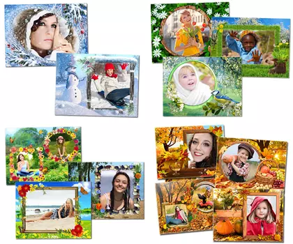 Времена года Сезонные рамки для фотографий Зимние рамки