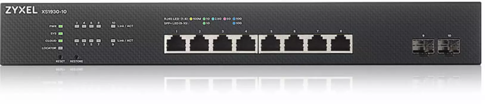 ZYXEL Hybrid Smart Switch ZYXEL NebulaFlex XS1930-10, rack 19 ", 8xRJ-45: 1 / 2.5 / 5 / 10G, 2xSFP +, standalone / cloud management