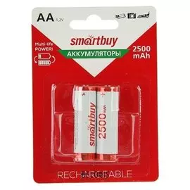 Аккумулятор Smartbuy, Ni-mh, AA, Hr6-2bl, 1.2в, 2500 мач, блистер, 2 шт.