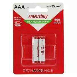 Аккумулятор Smartbuy, Ni-mh, Aaa, Hr03-2bl, 1.2в, 600 мач, блистер, 2 шт.