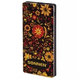 Аккумулятор внешний SONNEN POWERBANK V3802S "ХОХЛОМА", 8000 mAh, 2 USB, литий-полимерный