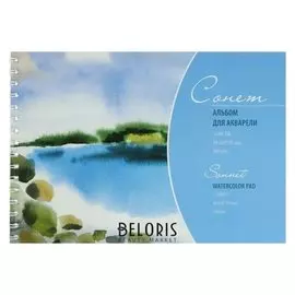 Альбом для акварели 210 х 297, А4, ЗХК «Сонет», 12 листов, 300 г/м², на гребне